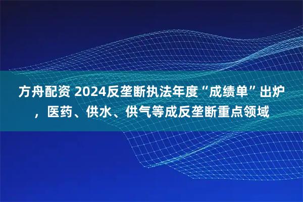 方舟配资 2024反垄断执法年度“成绩单”出炉，医药、供水、供气等成反垄断重点领域